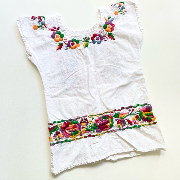 Peek Toddler Girls Embroidered Floral Tunic Dress Cotton Boho XS 2/3 - Picture 4 of 7
